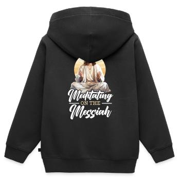 Christian Meditation Jesus Yoga Zen Christianity - Kids Premium Organic Zip-up Hoodie - black - Back - AI Model Kid Male (0cm)