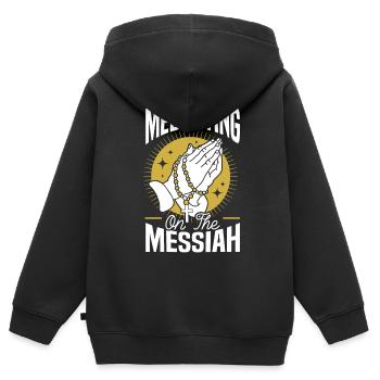 Christian Meditation Jesus Yoga Zen Christianity - Kids Premium Organic Zip-up Hoodie - black - Back - AI Model Kid Male (0cm)