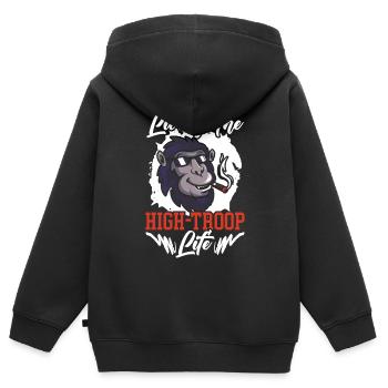 Pavian Affe Liebhaber Wildtier Tier Zoowärter - Kinder Premium Organic Zip Hoodie - Schwarz - Hinten - AI Model Kid Male (0cm)