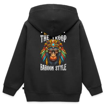 Pavian Affe Liebhaber Wildtier Tier Zoowärter - Kinder Premium Organic Zip Hoodie - Schwarz - Hinten - AI Model Kid Male (0cm)