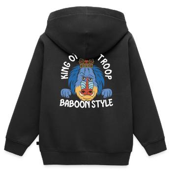 Pavian Affe Liebhaber Wildtier Tier Zoowärter - Kinder Premium Organic Zip Hoodie - Schwarz - Hinten - AI Model Kid Male (0cm)