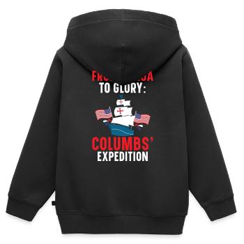 Von Genua zum Ruhm: Kolumbus' Expedition - Kinder Premium Organic Zip Hoodie - Schwarz - Hinten - AI Model Kid Male (0cm)