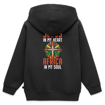 Christianisme afro-américain afro-américain Noir - Sweat Premium à capuche zippé enfant bio - noir - Dos - AI Model Kid Male (0cm)