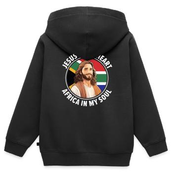 Christianisme afro-américain afro-américain Noir - Sweat Premium à capuche zippé enfant bio - noir - Dos - AI Model Kid Male (0cm)