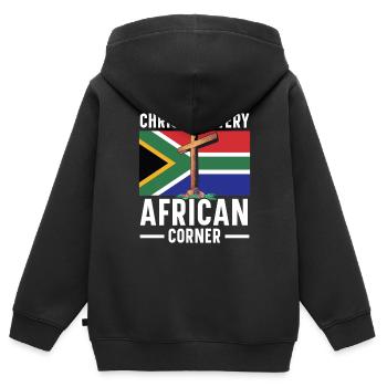 Christianisme afro-américain afro-américain Noir - Sweat Premium à capuche zippé enfant bio - noir - Dos - AI Model Kid Male (0cm)