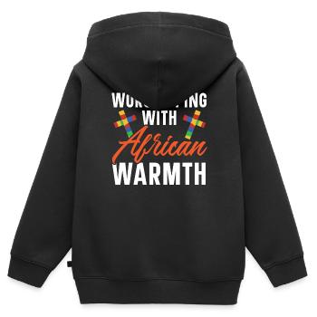 Christianisme afro-américain afro-américain Noir - Sweat Premium à capuche zippé enfant bio - noir - Dos - AI Model Kid Male (0cm)