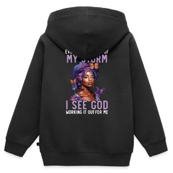 Christianisme afro-américain afro-américain Noir - Sweat Premium à capuche zippé enfant bio - noir - Dos - AI Model Kid Male (0cm)