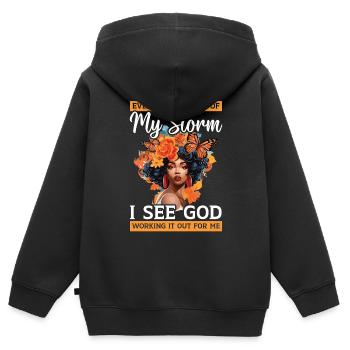 Christianisme afro-américain afro-américain Noir - Sweat Premium à capuche zippé enfant bio - noir - Dos - AI Model Kid Male (0cm)
