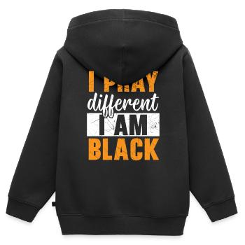 Christianisme afro-américain afro-américain Noir - Sweat Premium à capuche zippé enfant bio - noir - Dos - AI Model Kid Male (0cm)