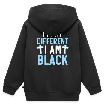 Christianisme afro-américain afro-américain Noir - Sweat Premium à capuche zippé enfant bio - noir - Dos - AI Model Kid Male (0cm)
