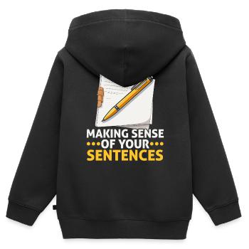 Relecture Travail d’orthographe Grammaire Relecteur - Sweat Premium à capuche zippé enfant bio - noir - Dos - AI Model Kid Male (0cm)