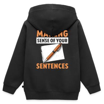 Relecture Travail d’orthographe Grammaire Relecteur - Sweat Premium à capuche zippé enfant bio - noir - Dos - AI Model Kid Male (0cm)