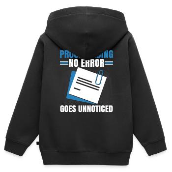 Relecture Travail d’orthographe Grammaire Relecteur - Sweat Premium à capuche zippé enfant bio - noir - Dos - AI Model Kid Male (0cm)