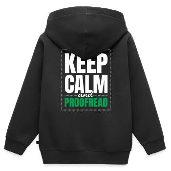 Relecture Travail d’orthographe Grammaire Relecteur - Sweat Premium à capuche zippé enfant bio - noir - Dos - AI Model Kid Male (0cm)