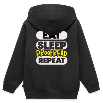 Relecture Travail d’orthographe Grammaire Relecteur - Sweat Premium à capuche zippé enfant bio - noir - Dos - AI Model Kid Male (0cm)