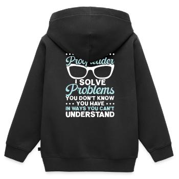 Relecture Travail d’orthographe Grammaire Relecteur - Sweat Premium à capuche zippé enfant bio - noir - Dos - AI Model Kid Male (0cm)
