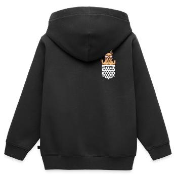 Perro Pastor Vasco Hund Mit Sonnenbrille In Tasche - Kinder Premium Organic Zip Hoodie - Schwarz - Hinten - AI Model Kid Male (0cm)