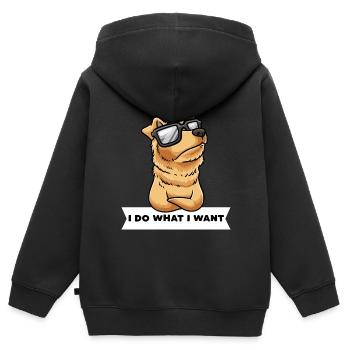 Perro Pastor Vasco Hund Mit Sonnenbrille - Kinder Premium Organic Zip Hoodie - Schwarz - Hinten - AI Model Kid Male (0cm)