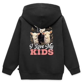 Ziegenliebhaber Kid Ranch Wolle Bauernhof Tierzucht - Kinder Premium Organic Zip Hoodie - Schwarz - Hinten - AI Model Kid Male (0cm)