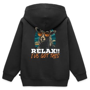 Ziegenliebhaber Kid Ranch Wolle Bauernhof Tierzucht - Kinder Premium Organic Zip Hoodie - Schwarz - Hinten - AI Model Kid Male (0cm)