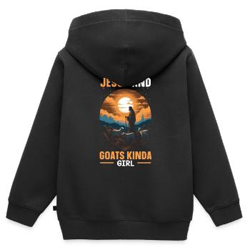 Ziegenliebhaber Kid Ranch Wolle Bauernhof Tierzucht - Kinder Premium Organic Zip Hoodie - Schwarz - Hinten - AI Model Kid Male (0cm)