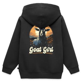 Ziegenliebhaber Kid Ranch Wolle Bauernhof Tierzucht - Kinder Premium Organic Zip Hoodie - Schwarz - Hinten - AI Model Kid Male (0cm)