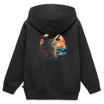 Fenrir Wolf Wikinger Nordisch Nordmänner Odins Wolf - Kinder Premium Organic Zip Hoodie - Schwarz - Hinten - AI Model Kid Male (0cm)