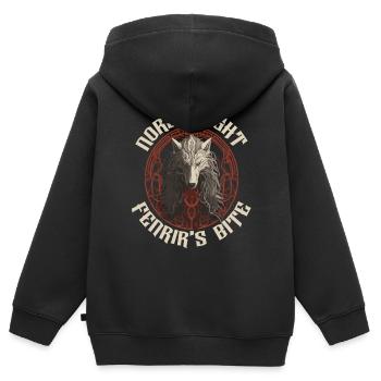 Fenrir Wolf Wikinger Nordische Nordmänner Odins Wolf - Kinder Premium Organic Zip Hoodie - Schwarz - Hinten - AI Model Kid Male (0cm)