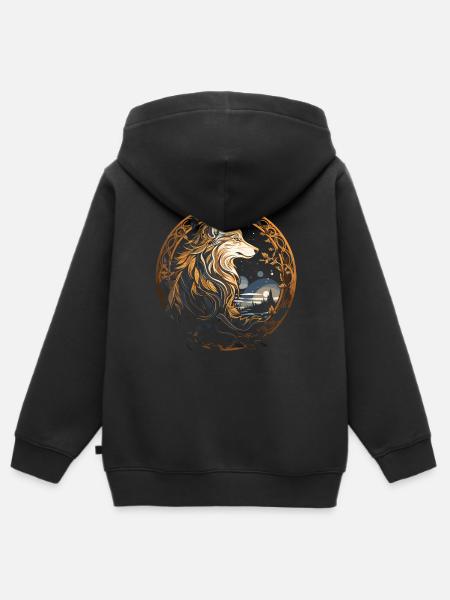 Fenrir Wolf Wikinger Nordisch Nordmänner Odins Wolf - Premium børne zip-hættetrøje økologisk - sort
