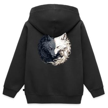 Fenrir Loup Viking Nordique Norsemen Odins Loup - Sweat Premium à capuche zippé enfant bio - noir - Dos - AI Model Kid Male (0cm)