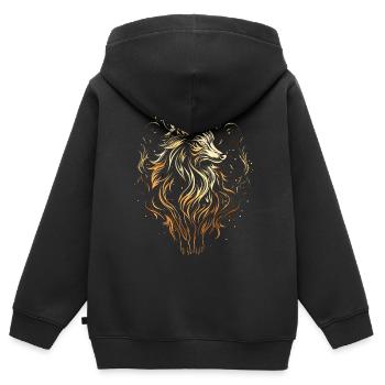 Fenrir Wolf Viking Normer Norsemen Odins Wolf - Sweat Premium à capuche zippé enfant bio - noir - Dos - AI Model Kid Male (0cm)