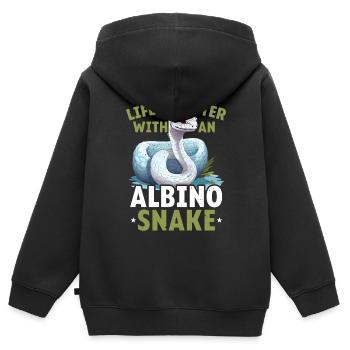 Albino-Kugel Phyton Giftige Schlange Albino-Schlange - Kinder Premium Organic Zip Hoodie - Schwarz - Hinten - AI Model Kid Male (0cm)
