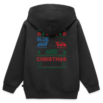 Lumières bleues et nuits de Noël Police Weihnac - Sweat Premium à capuche zippé enfant bio - noir - Dos - AI Model Kid Male (0cm)