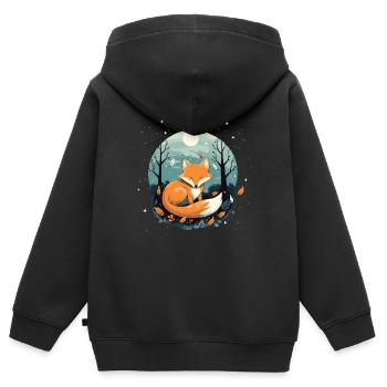 Schlafende Fuchs Schlafmütze Nickerchen Schlaf Fuchs Liebhaber - Kinder Premium Organic Zip Hoodie - Schwarz - Hinten - AI Model Kid Male (0cm)