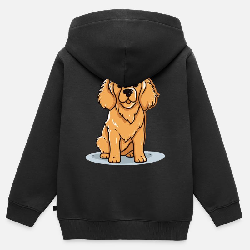 Conception de chien mignon pour les propriétaires de chiens - Sweat Premium à capuche zippé enfant bio - noir