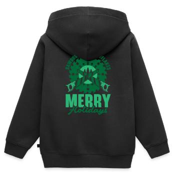 No tooth decay under the mistletoe Dental W - Kids Premium Organic Zip-up Hoodie - black - Back - AI Model Kid Male (0cm)