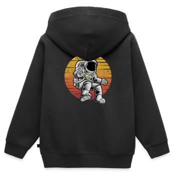 Cosmonaute Rétro Vaisseau Spatial Taikonaut Spaceman - Sweat Premium à capuche zippé enfant bio - noir - Dos - AI Model Kid Male (0cm)