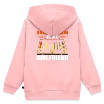 Jeu de stratégie de société de backgammon jeu de dés - Sweat Premium à capuche zippé enfant bio - rose - Dos - AI Model Kid Female (0cm)