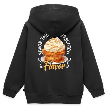 Butterscotch Sweet Caramel Food Foodie Butter - Sweat Premium à capuche zippé enfant bio - noir - Dos - AI Model Kid Male (0cm)