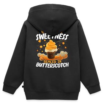 Butterscotch Sweet Caramel Food Foodie Butter - Sweat Premium à capuche zippé enfant bio - noir - Dos - AI Model Kid Male (0cm)