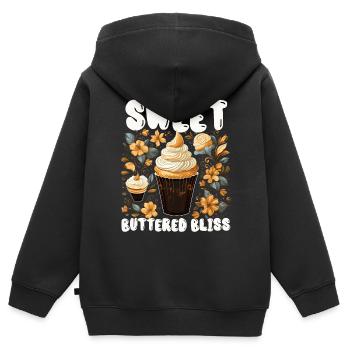 Butterscotch Sweet Caramel Food Foodie Butter - Sweat Premium à capuche zippé enfant bio - noir - Dos - AI Model Kid Male (0cm)