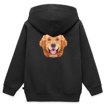 Polygon Wauwau Rüde Vierbeiner Golden Retriever - Kinder Premium Organic Zip Hoodie - Schwarz - Hinten - AI Model Kid Male (0cm)