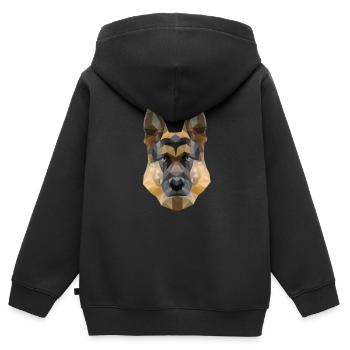 Polygon Hund Vierbeiner Wauwau Deutscher - Kinder Premium Organic Zip Hoodie - Schwarz - Hinten - AI Model Kid Male (0cm)