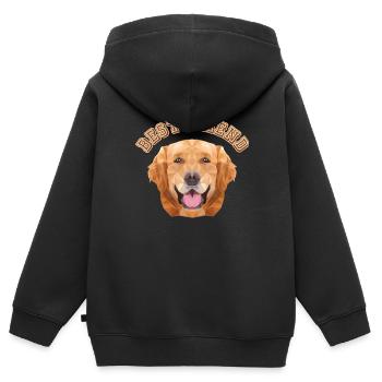 Best Friend Rüde Vierbeiner Wauwau Golden - Kinder Premium Organic Zip Hoodie - Schwarz - Hinten - AI Model Kid Male (0cm)