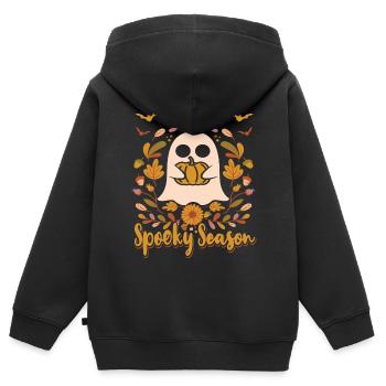 Niedliches Gespenst Halloween Gespenstische Saison - Kinder Premium Organic Zip Hoodie - Schwarz - Hinten - AI Model Kid Male (0cm)