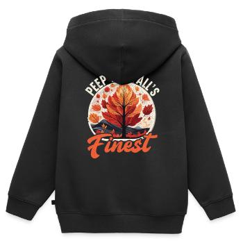 Blatt gucken Herbst Blattgucker Herbstlaub - Kinder Premium Organic Zip Hoodie - Schwarz - Hinten - AI Model Kid Male (0cm)