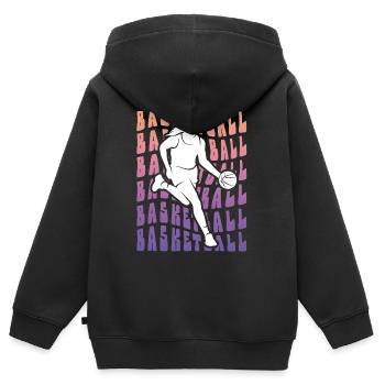 Basketball Frauen Mädchen Basketballerin - Kinder Premium Organic Zip Hoodie - Schwarz - Hinten - AI Model Kid Male (0cm)