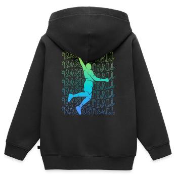 Basketball Men's Dunking Basketball Players - Kids Premium Organic Zip-up Hoodie - black - Back - AI Model Kid Male (0cm)