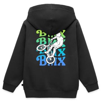 Vintage BMX Rider Stunts vélo vélo BMX garçons - Sweat Premium à capuche zippé enfant bio - noir - Dos - AI Model Kid Male (0cm)