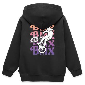 Vintage BMX Fahrer Kinder Fahrrad BMX Mädchen - Kinder Premium Organic Zip Hoodie - Schwarz - Hinten - AI Model Kid Male (0cm)